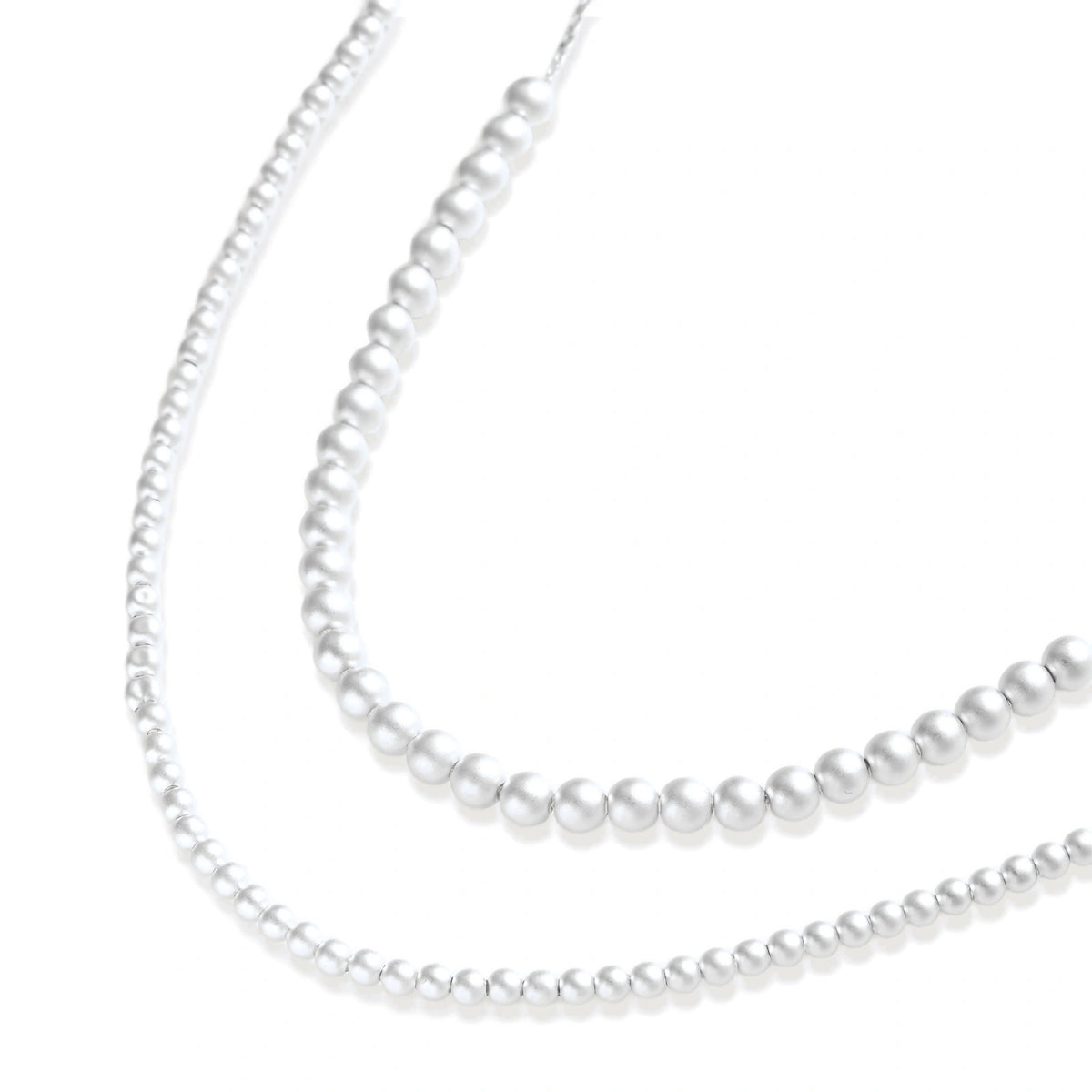 Della Sphere Necklace, necklace doubled to show two layers of graduated spheres