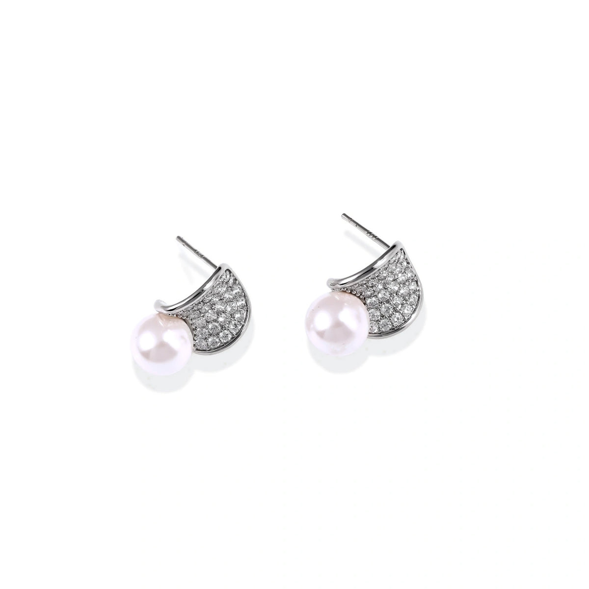 Luna Pearl Dome Studs, angled view of the pair