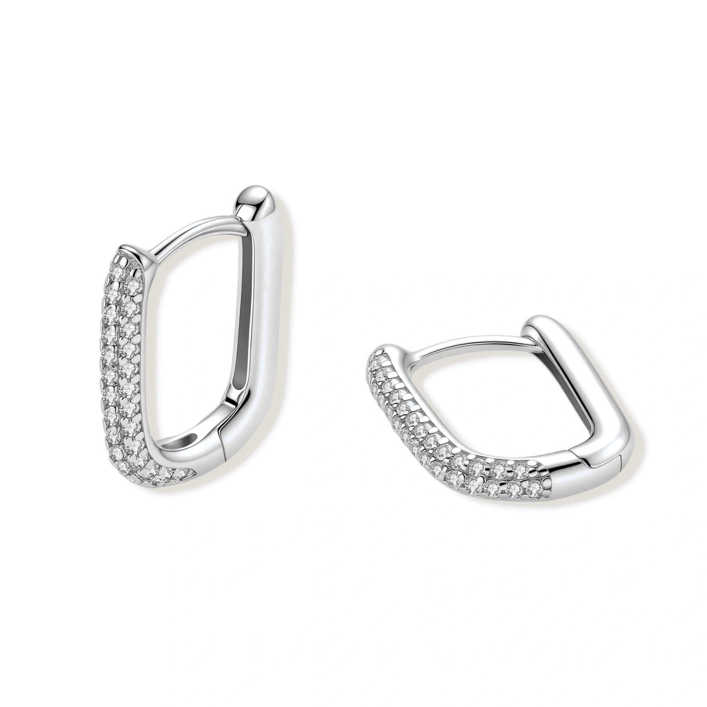 Elle Pavé Silver Hoops