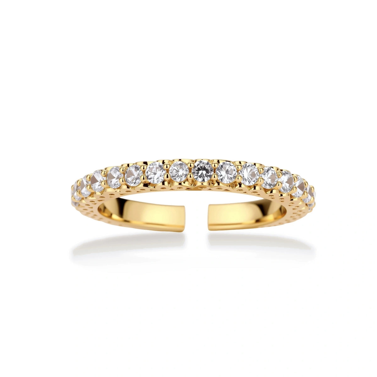 Melisande Spark Eternity Ring, close-up of the zirconia and cut-out gallery detail