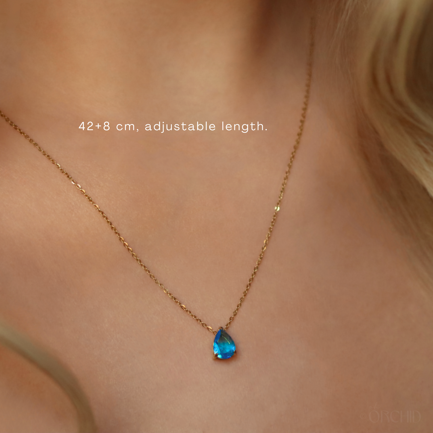 Dainty 14k Gold Raindrop Necklace | Birthstone Necklace Gift for Her | Custom Birth Stone Necklace | Personalized Birthday Gemstone Jewelry