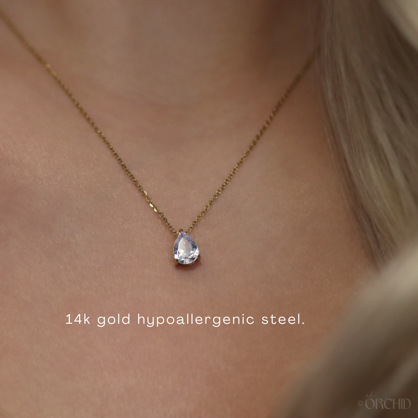 Dainty 14k Gold Raindrop Necklace | Birthstone Necklace Gift for Her | Custom Birth Stone Necklace | Personalized Birthday Gemstone Jewelry