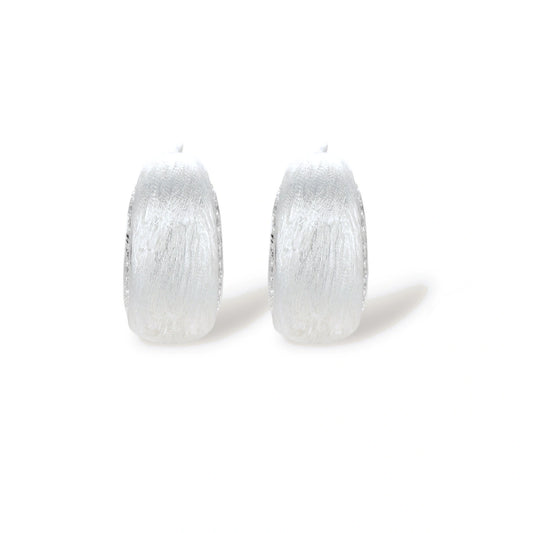 Isabeau Pave Hoop Earrings, silver-tone zirconia pave hoops, front view