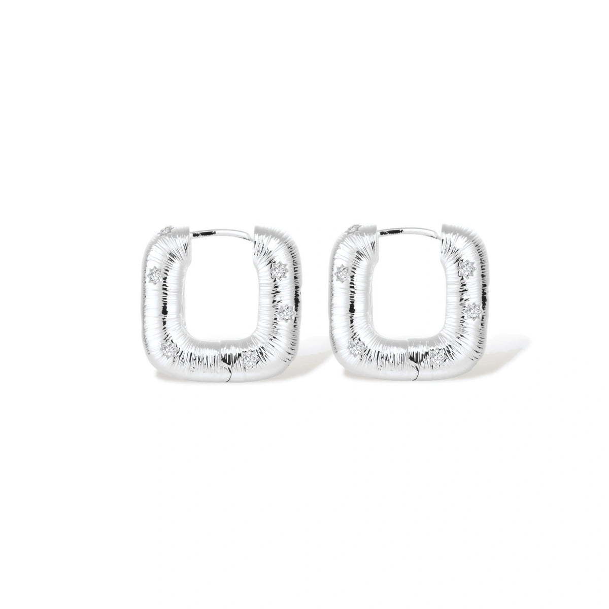 Reyna Textured Hoop Earrings, silver-tone textured hoops, alternate angle