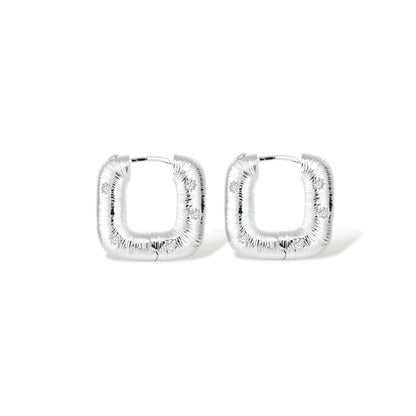 Reyna Textured Hoop Earrings, silver-tone textured hoops, alternate angle