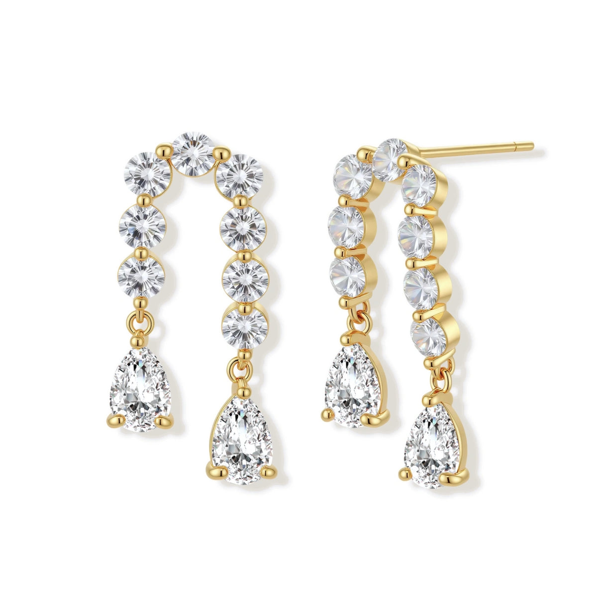 Linnea Crystal Drop Earrings, gold-tone zirconia drop earrings, front view