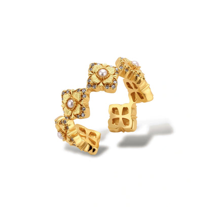 Anneliese Floral Eternity Ring, close-up of the pavé zirconia detail