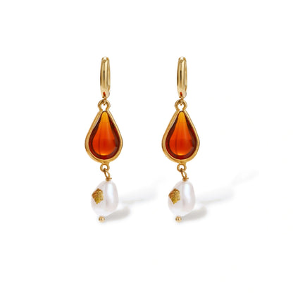 Verity Amber Drop Earrings
