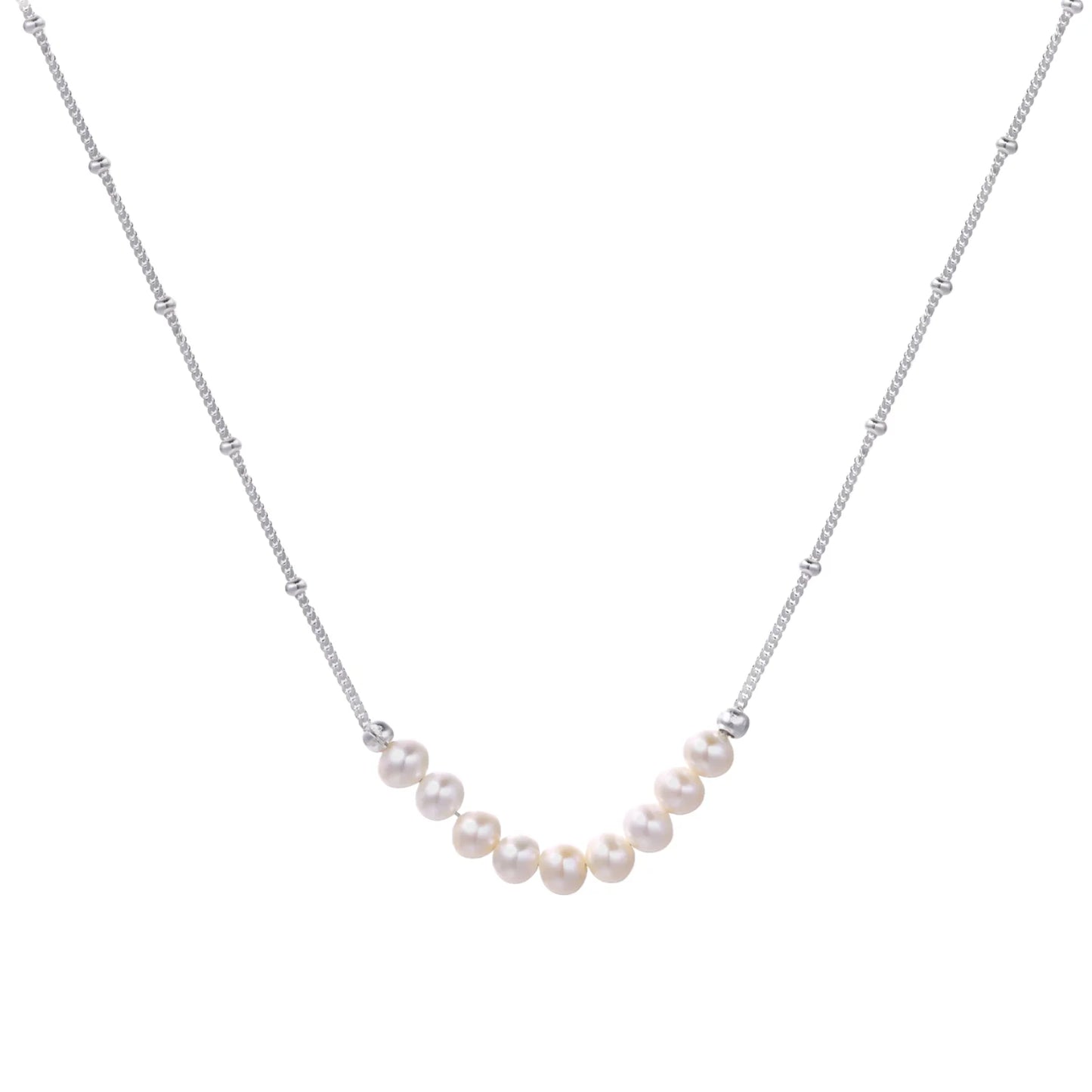 Pearl necklace on a white background