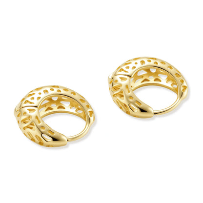Odile Openwork Hoops, pair lying flat showing the pierced surface