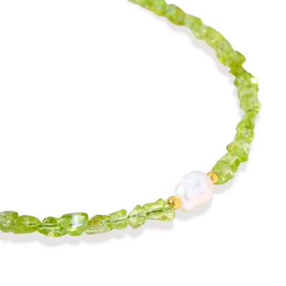 Sylvie Peridot Bracelet laid flat showing peridot chip detail