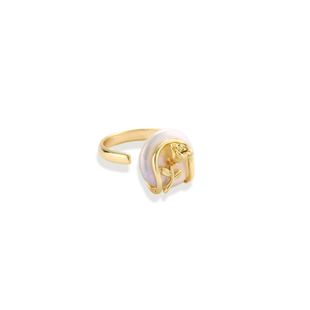 Sculptural Pearl Ring, gold baroque pearl ring, alternate angle