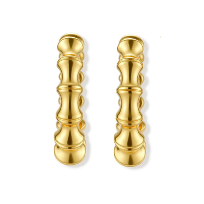 Reya Bamboo Hoops, pair of bamboo-segment hoops side by side, front view