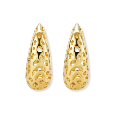 Odile Openwork Hoops, pair of tapered openwork hoops side by side, front view
