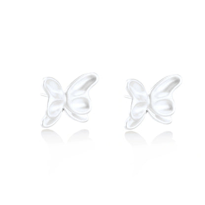 Sylvie Butterfly Studs, pair angled to show the domed wings and posts