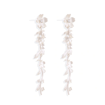 Isla Vine Drop Earrings, pair angled to show the post backs and the small stone at each tip