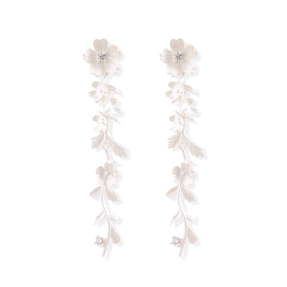 Isla Vine Drop Earrings, pair side by side showing the cascading blooms and leaves