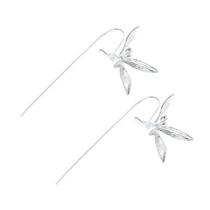 Lina Petal Threader Earrings, pair lying at an angle showing the full length of the threader wires
