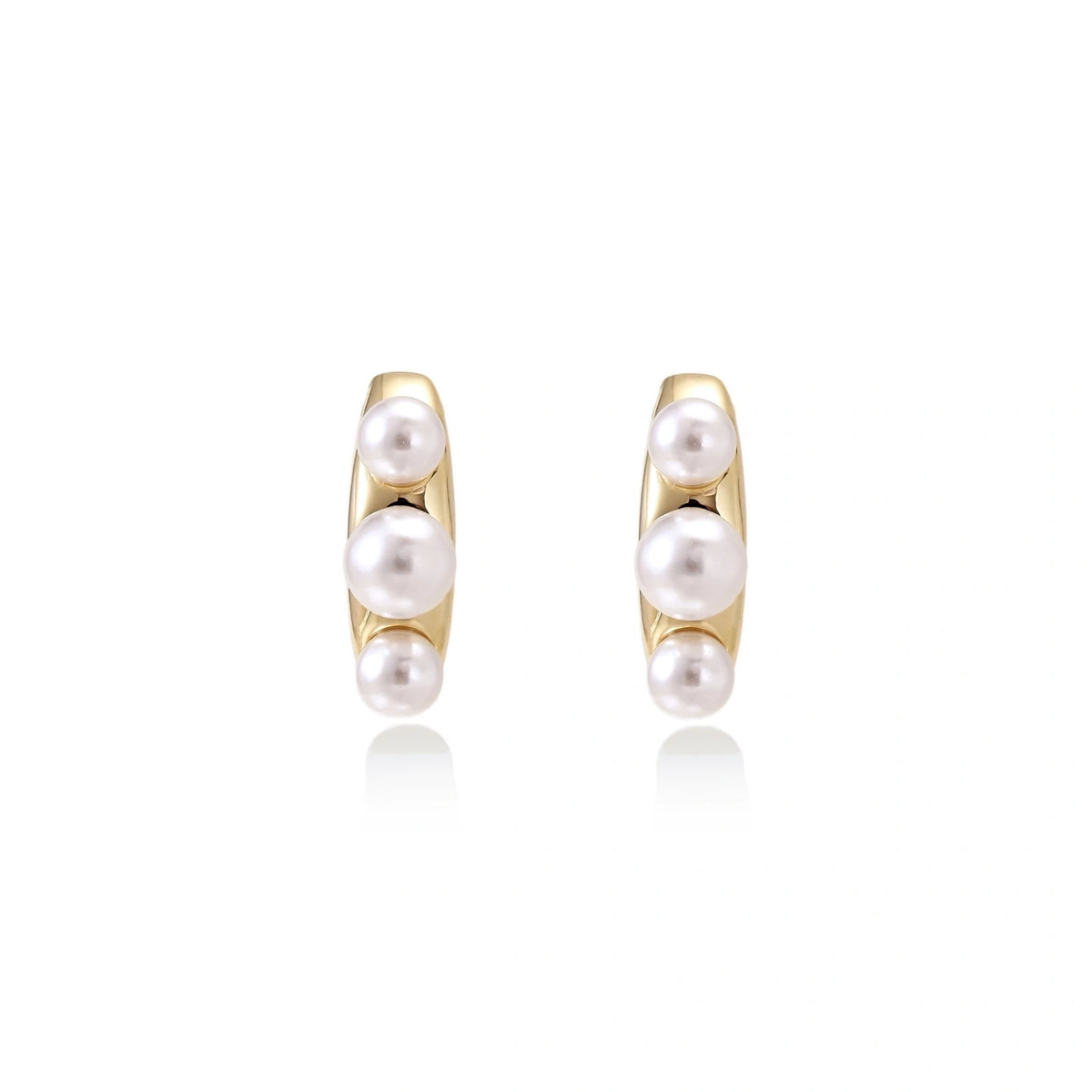 Pearl Trio Curve Studs - close-up detail view