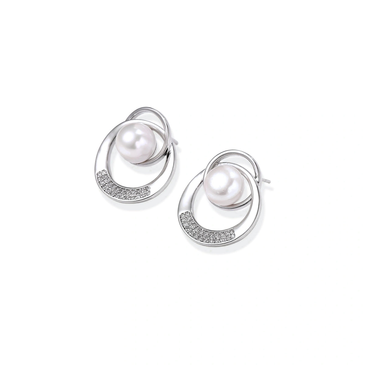 Pearl Orbit Studs - pair laid flat