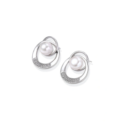 Pearl Orbit Studs - pair laid flat