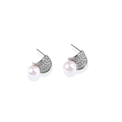 Luna Pearl Dome Studs, angled view of the pair