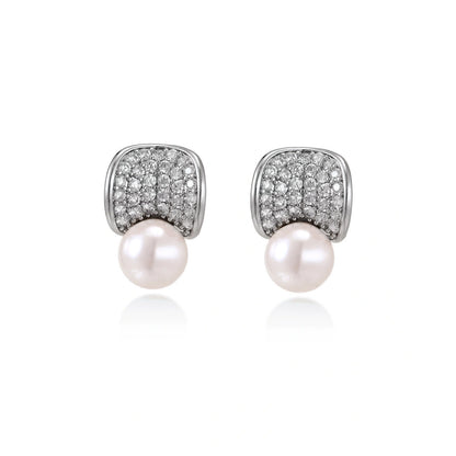 Luna Pearl Dome Studs, side view showing the post and butterfly back