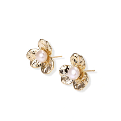 Bloom Pearl Studs - close-up detail view