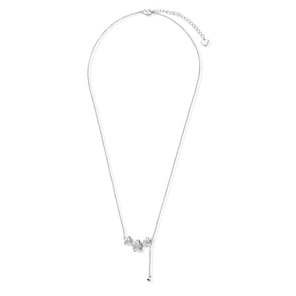 Silver Bloom Lariat necklace full length view