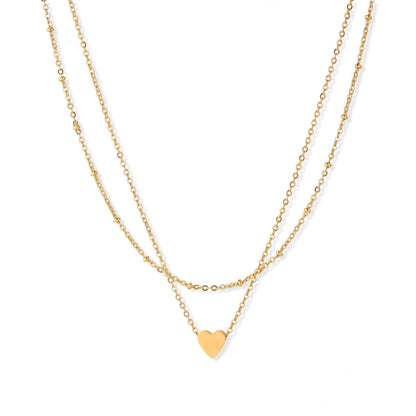 Adeline Layered Heart Necklace, gold-tone layered heart necklace, front view