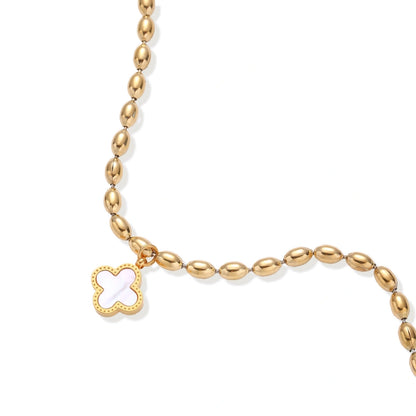 Lucky Clover Beaded Bracelet - flat lay view