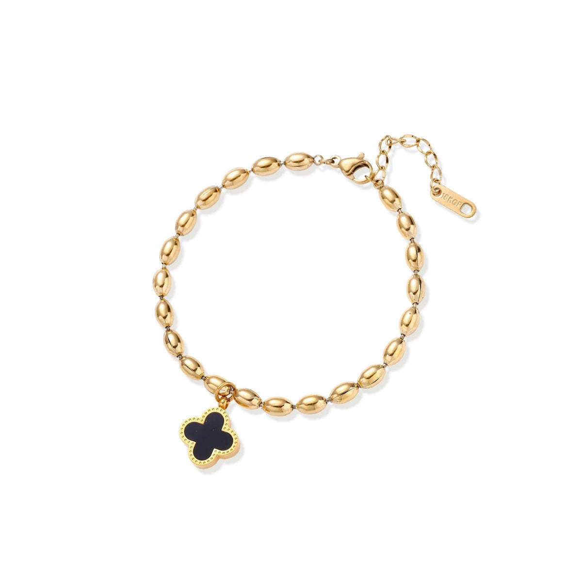 Lucky Clover Beaded Bracelet - detail view
