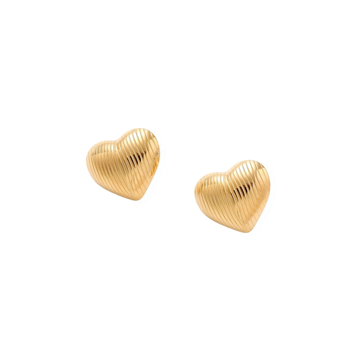 Textured Heart Stud Earrings pair front view