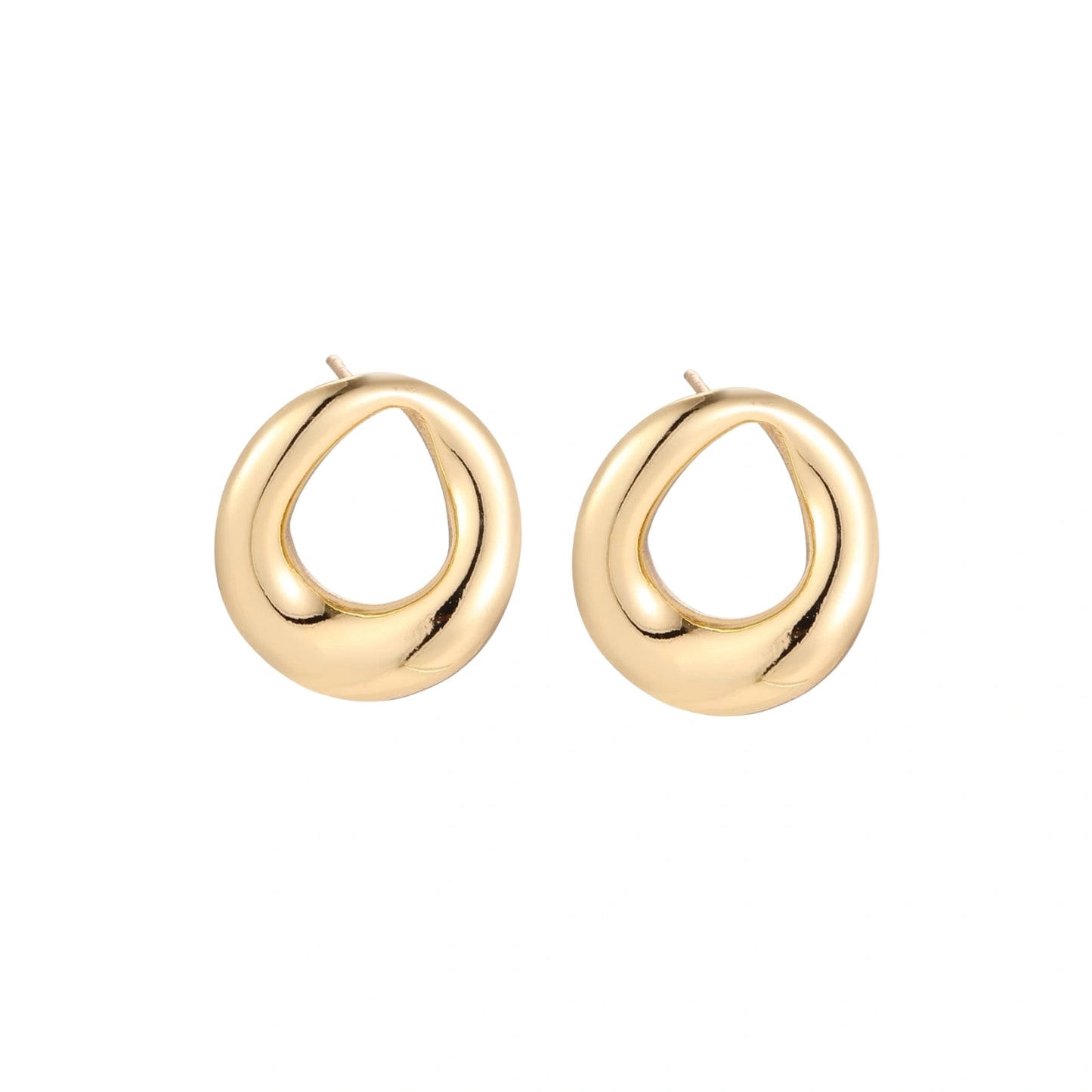 Gold hoop earrings on a white background