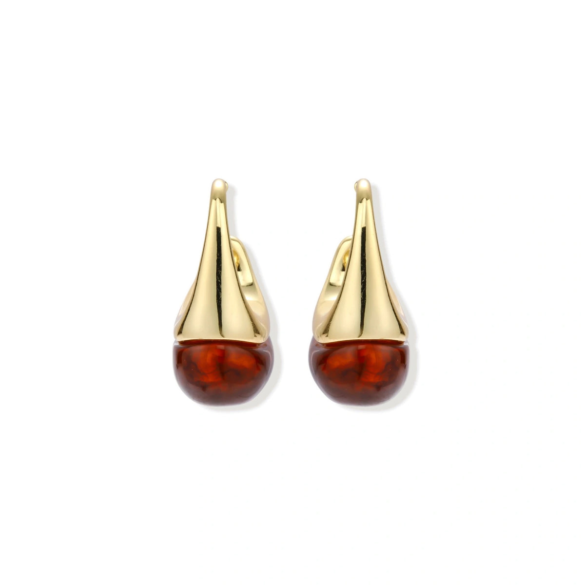 Amber Flow Drop Earrings - close-up detail view