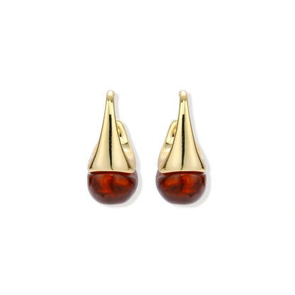 Amber Flow Drop Earrings - close-up detail view