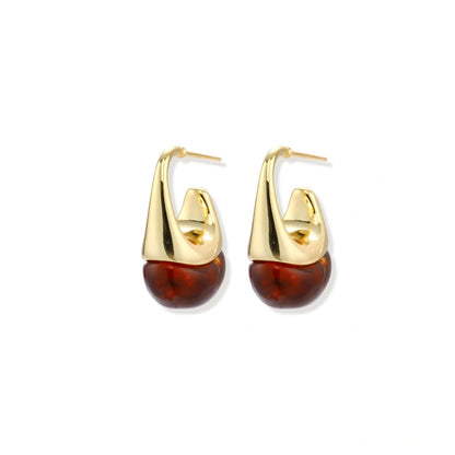 Amber Flow Drop Earrings - angled detail view