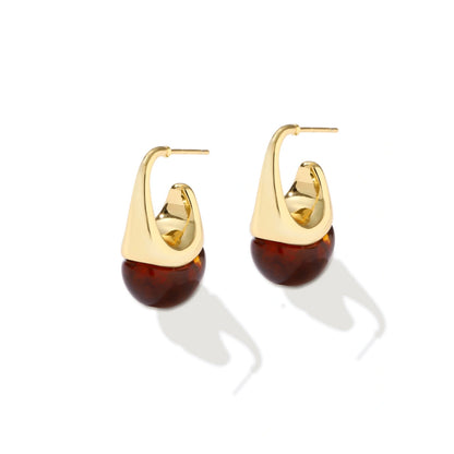 Amber Flow Drop Earrings - detail view