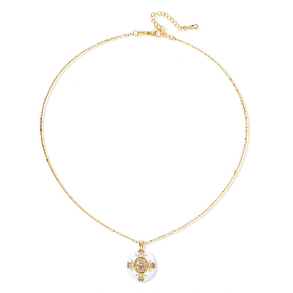 Golden Medallion Necklace, full chain length view