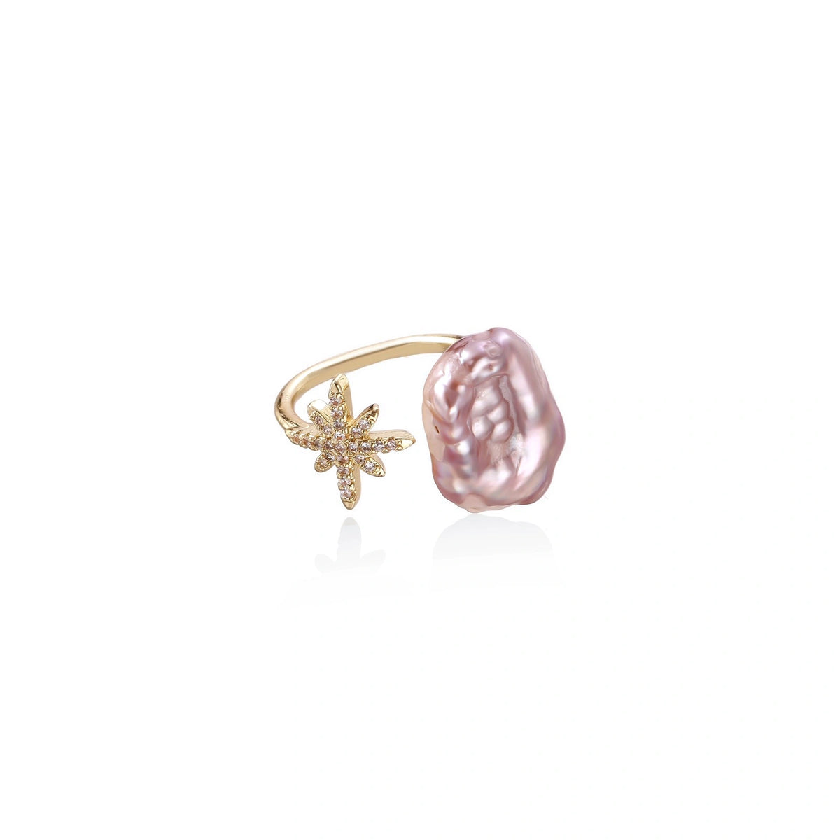 Starlit Pearl Dreams Ring - side angle detail view