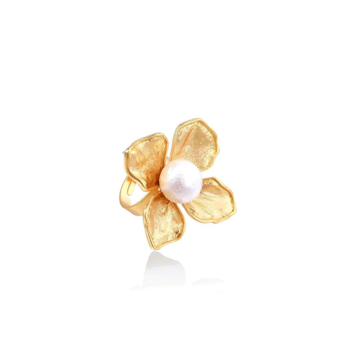 Blooming Pearl Statement Ring - angled detail view