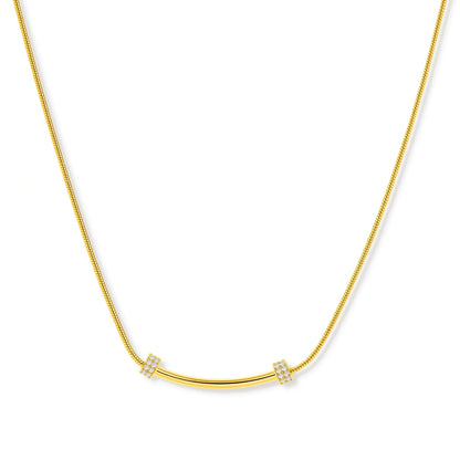 Elodie Spark Bar Necklace in 18K gold sterling silver with curved bar pendant