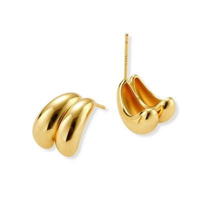 Ondine Sculpted Studs, pair seen from the back showing the open-backed domes, post and S925 stamp