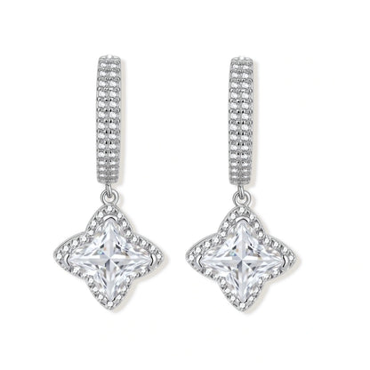 Delphine Star Moissanite Huggies, pair side by side, drops facing forward