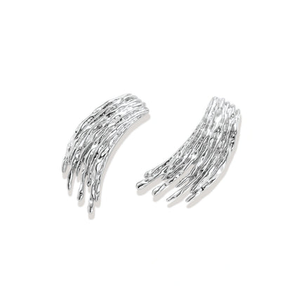 Elowen Sweeping Wing Earrings, pair angled to show the cascading textured strands