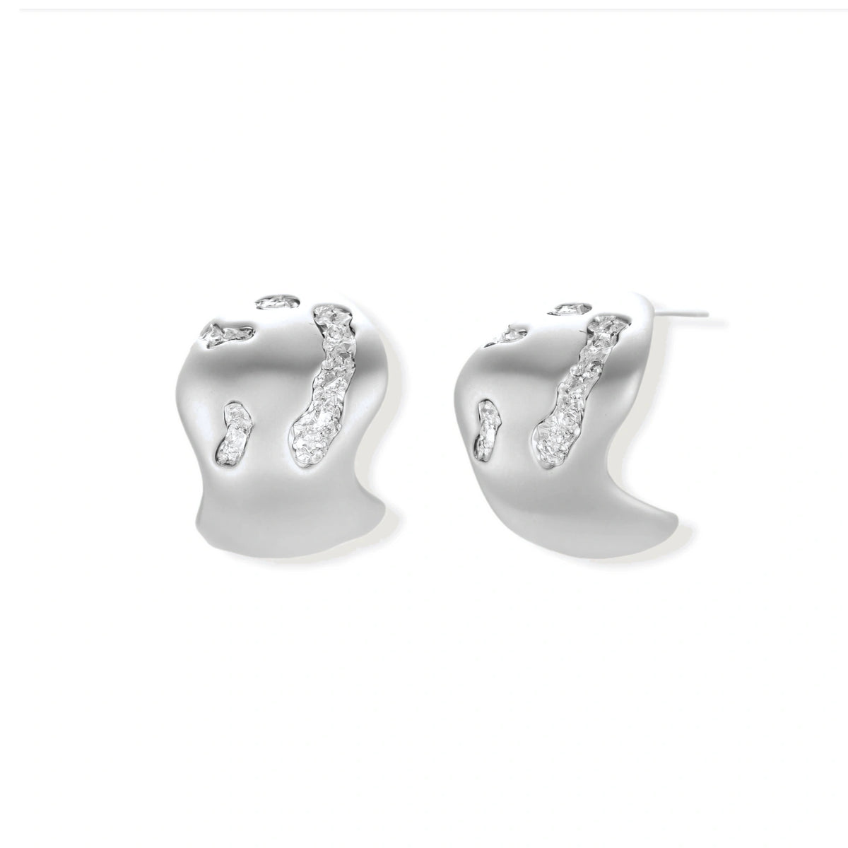Ines Molten Stud Earrings, pair of textured pebble-shaped studs, front view