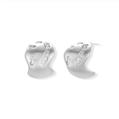 Ines Molten Stud Earrings, pair of textured pebble-shaped studs, front view