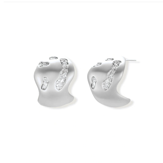 Ines Molten Stud Earrings, pair of textured pebble-shaped studs, front view