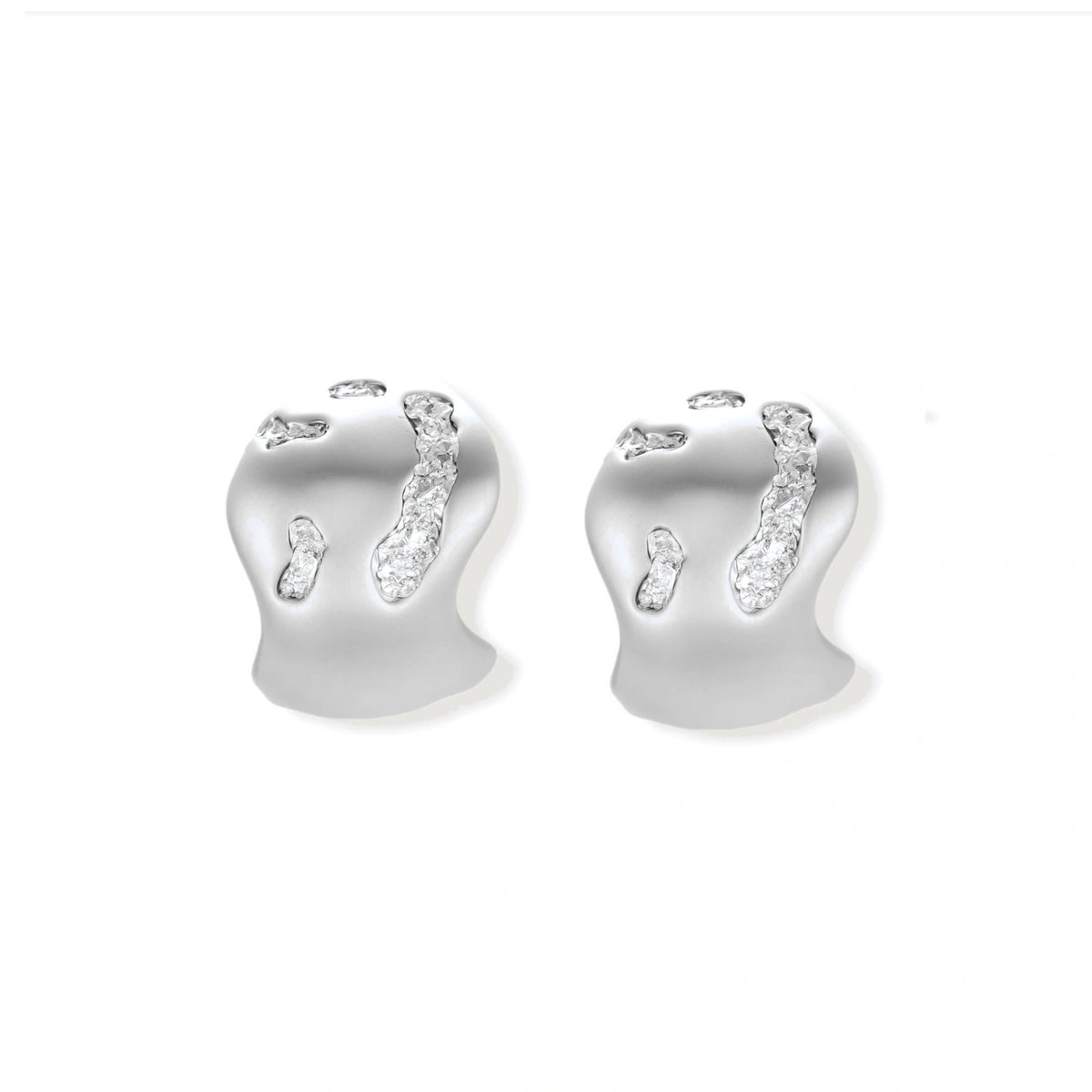 Ines Molten Stud Earrings, pair close detail of textured surface