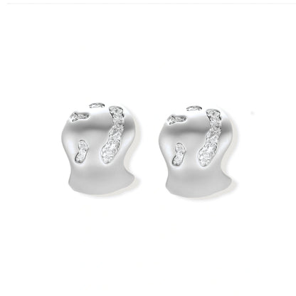 Ines Molten Stud Earrings, pair close detail of textured surface